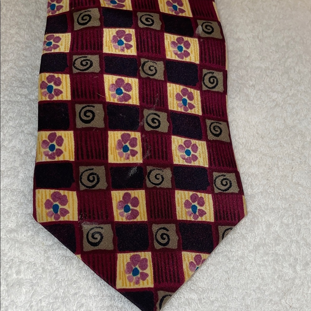 J. Garcia Tie - Used Red and Yellow Patterned Tie ( minor marks )